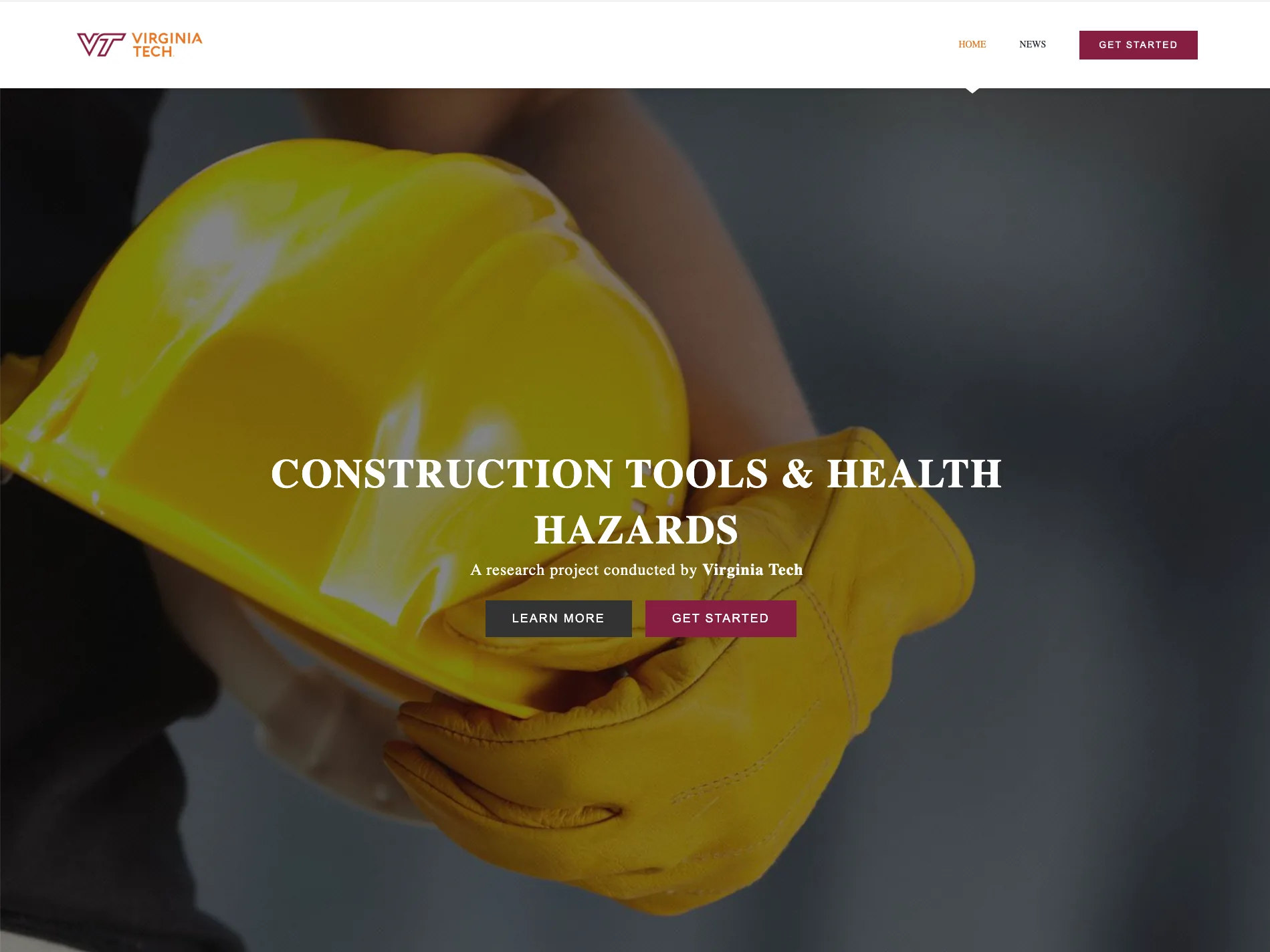 Virginia Tech silica dust research site showing construction tool hazards